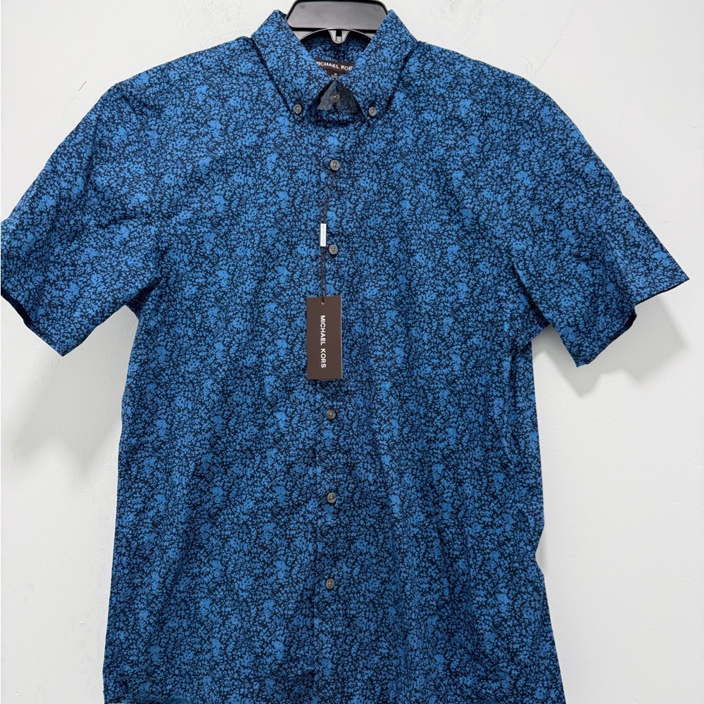 Michael Kors Navy Floral Button Down Shirt